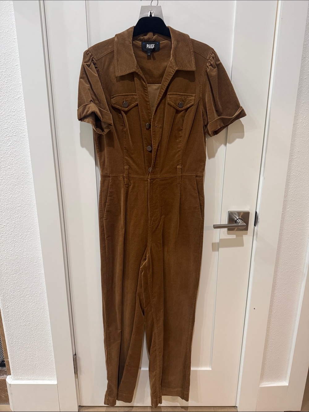PAIGE Chestnut Short-Sleeve Utility Jumpsuit